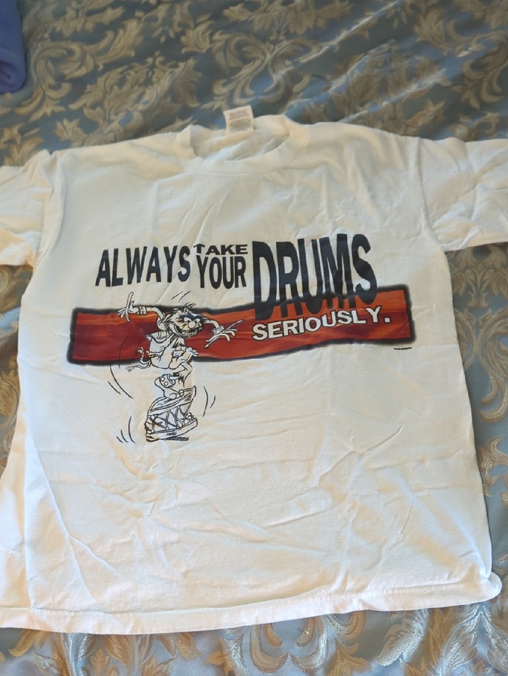 Always Take Your Drums Seriously Short Sleeve Tee - White